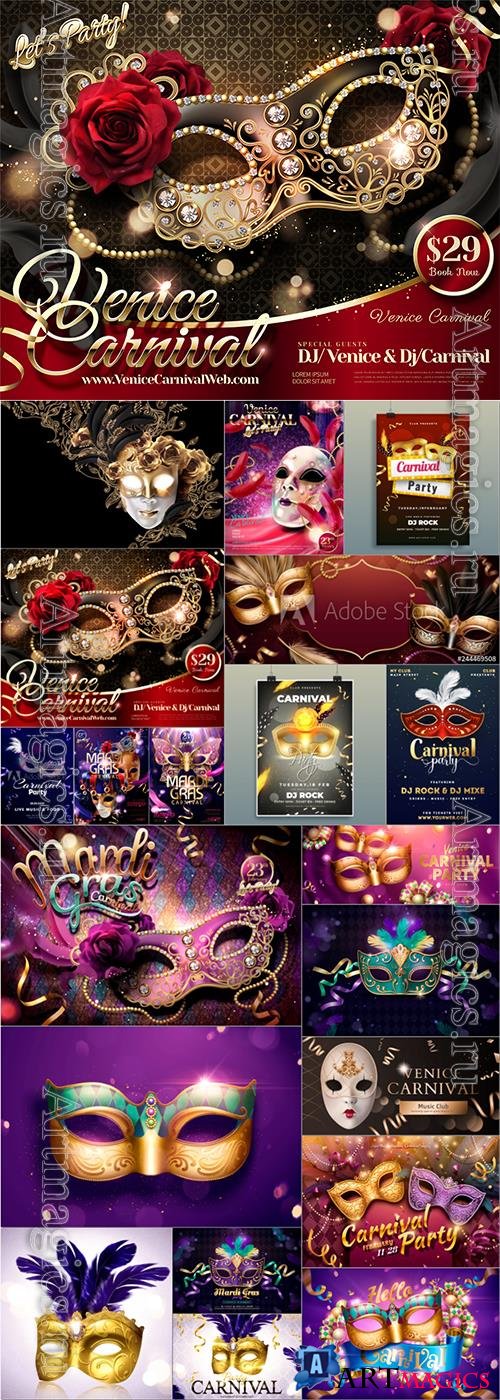 Mardi gras carnival vector set