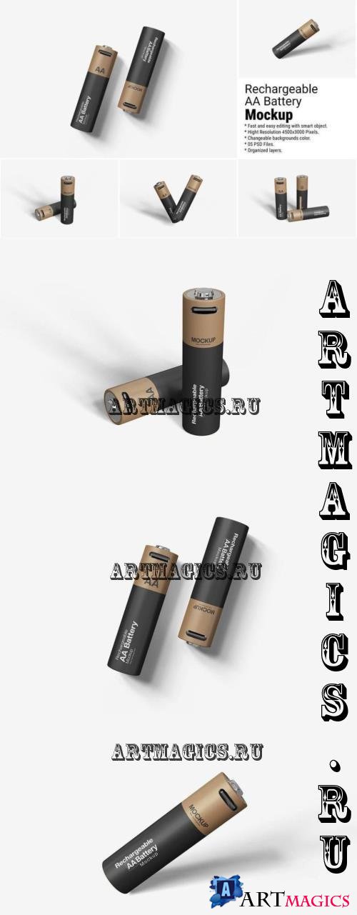 Rechargeable AA Battery Mockup - WEMTK5H