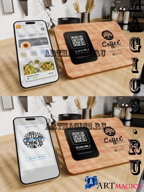 QR Code and Screen Smartphone Mockup - ZKCH9R2