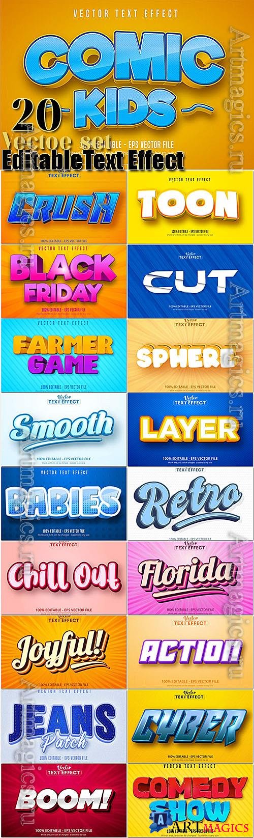 20 Editable Vector Text Effect, Font Style