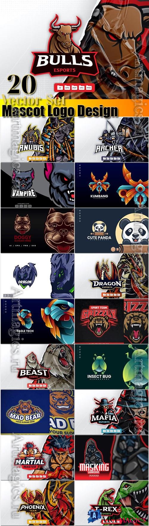 20 Mascot Logo Design in Vector, Bear Dragon Ninja Eagle