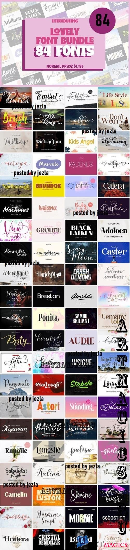 Lovely Font Bundle - 84 Premium Fonts