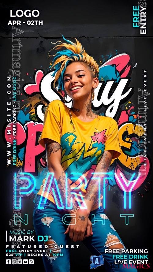 Flyer party psd design template, night club, dj party vol 10