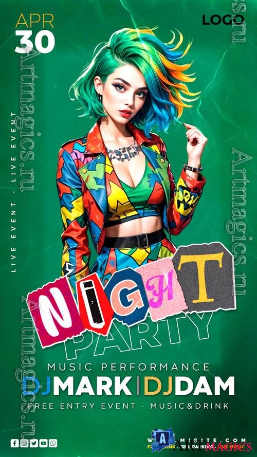 Flyer party psd design template, night club, dj party vol 6