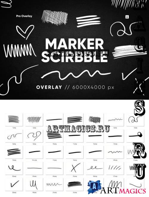 70 Marker Scribble Overlay - MWJPLX2