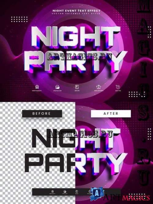 3d Night Party Editable Text Effect - 66E3S5N