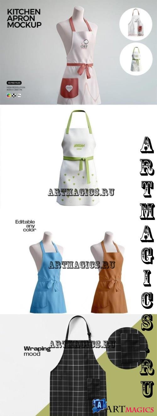 Kitchen Apron Mockup With Mannequin - TKMQCKC