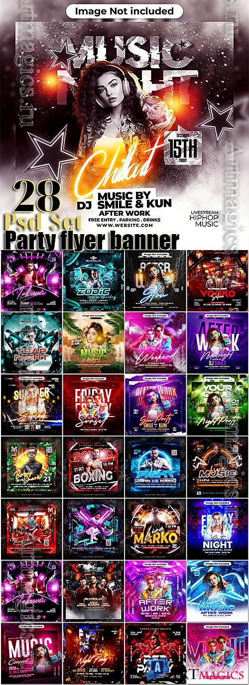 28 Psd party flyer social media banner template set