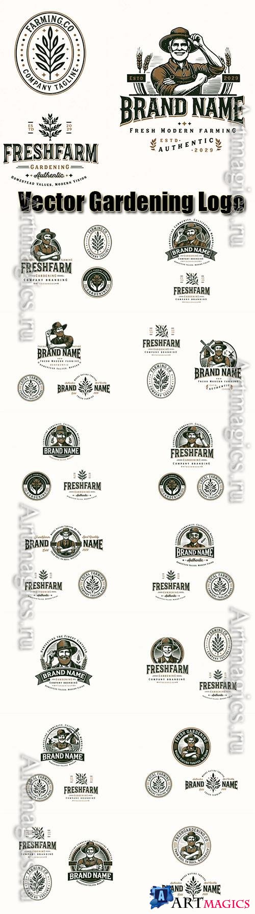 Vintage classic fresh farm gardening logo design for agriculture business company