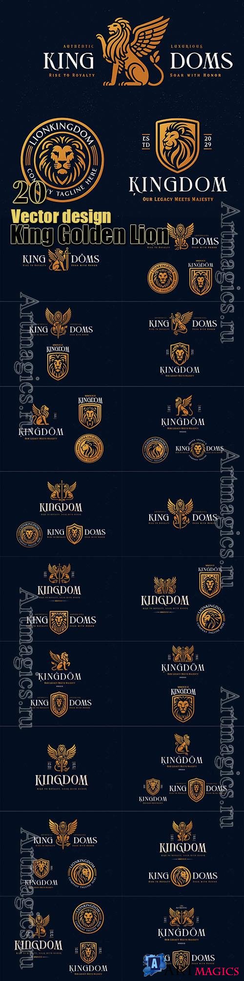 Luxury unique majestic king golden winged lion logo for business company