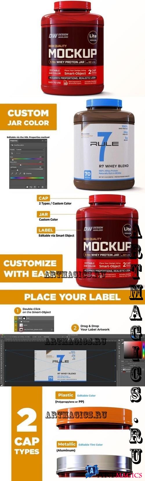 5 lbs Whey Protein Jar Mockup | vol. B2-Lite - A48VGVW