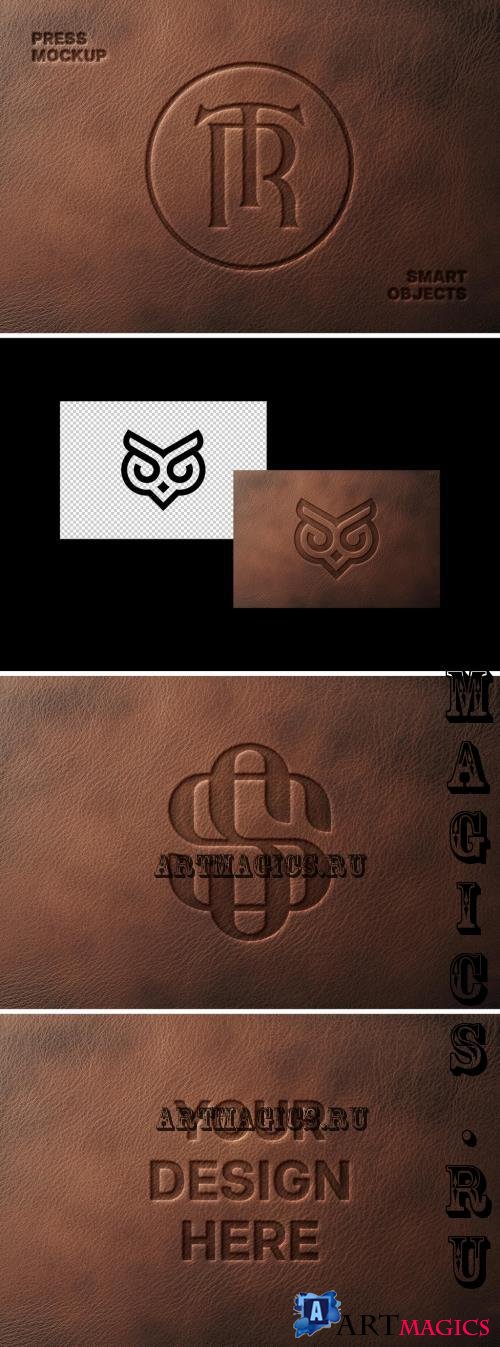 Leather Pressed Logo Mockup - 291165021