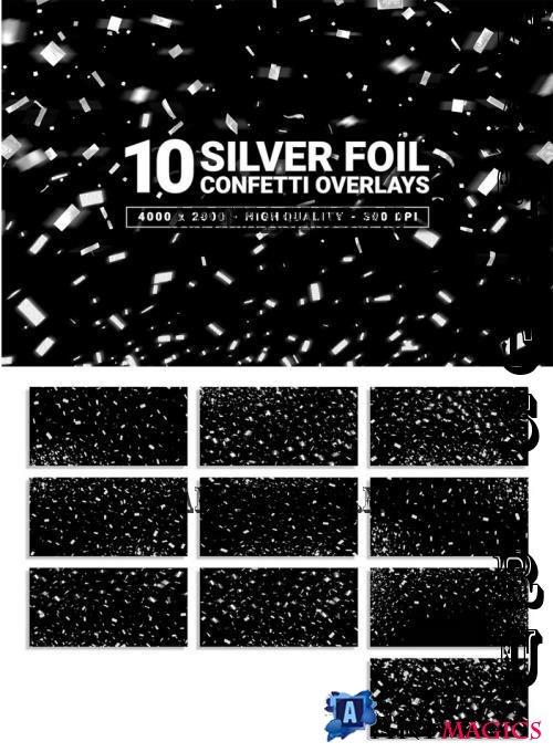 10 Silver Foil Confetti Overlays - 8YBEM7G