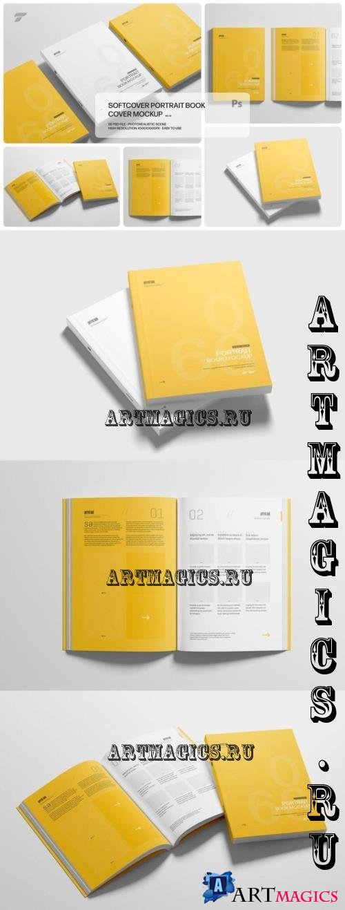 Softcover Portrait Book Mockup Set - RUMDE6V
