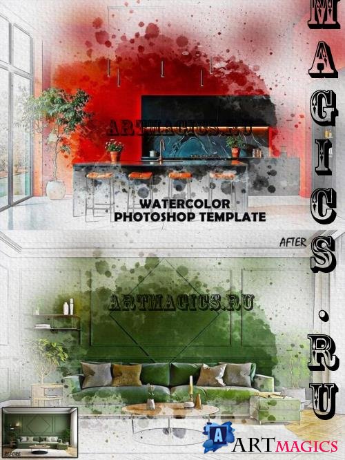 Watercolor Photoshop Template - 291304717 - FVHLQ8A
