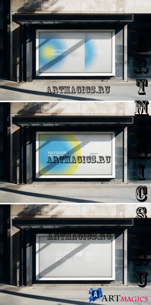 Bus Stop Outdoor Billboard Mockup - 291326631