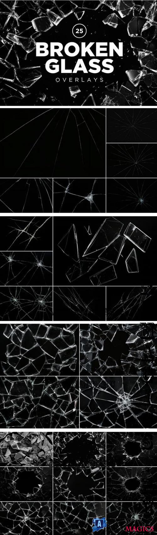 25 Broken Glass Overlays - A289MYK