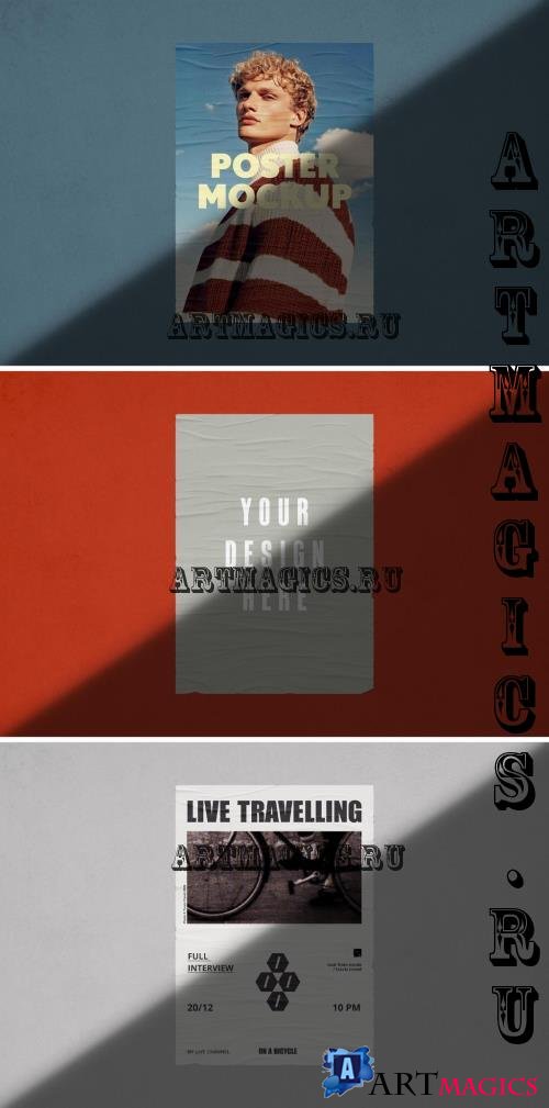 Glued Poster Mockup with Shadow - 291342936