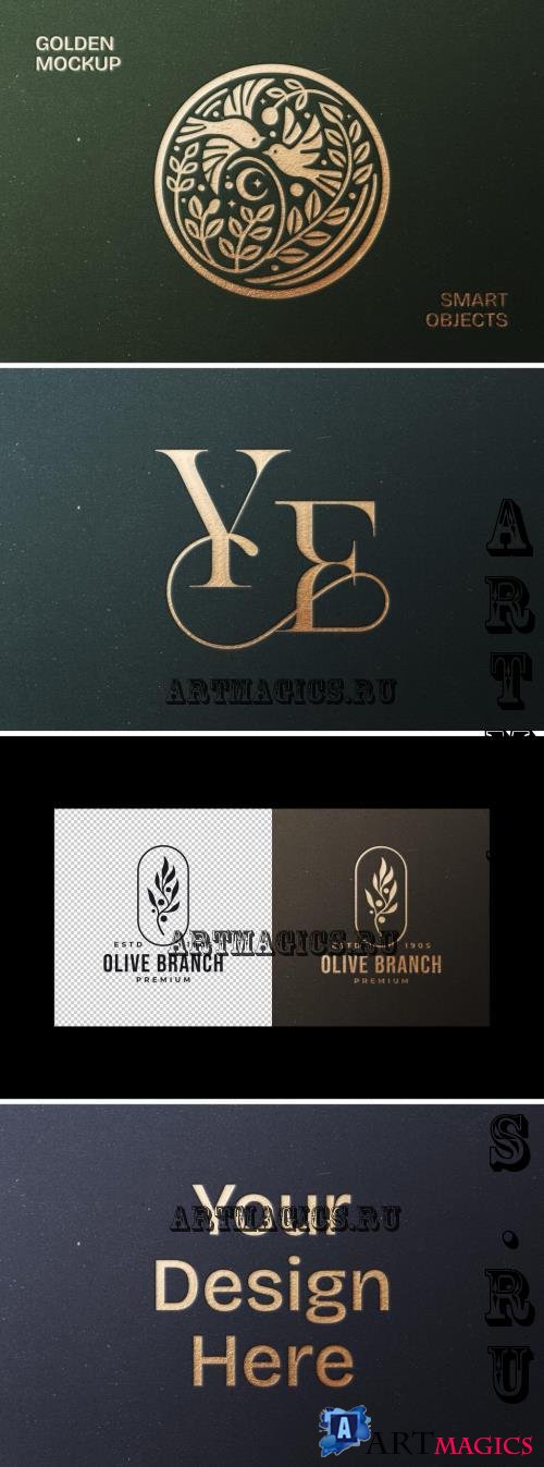 Gold Pressed Logo Mockup - 291349689