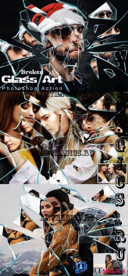 Broken Glass Art Photoshop Action - 291383393