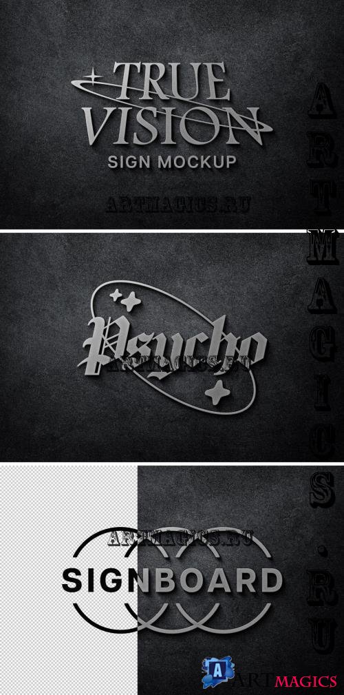 Luxury Silver Signboard Logo Mockup - 291367388