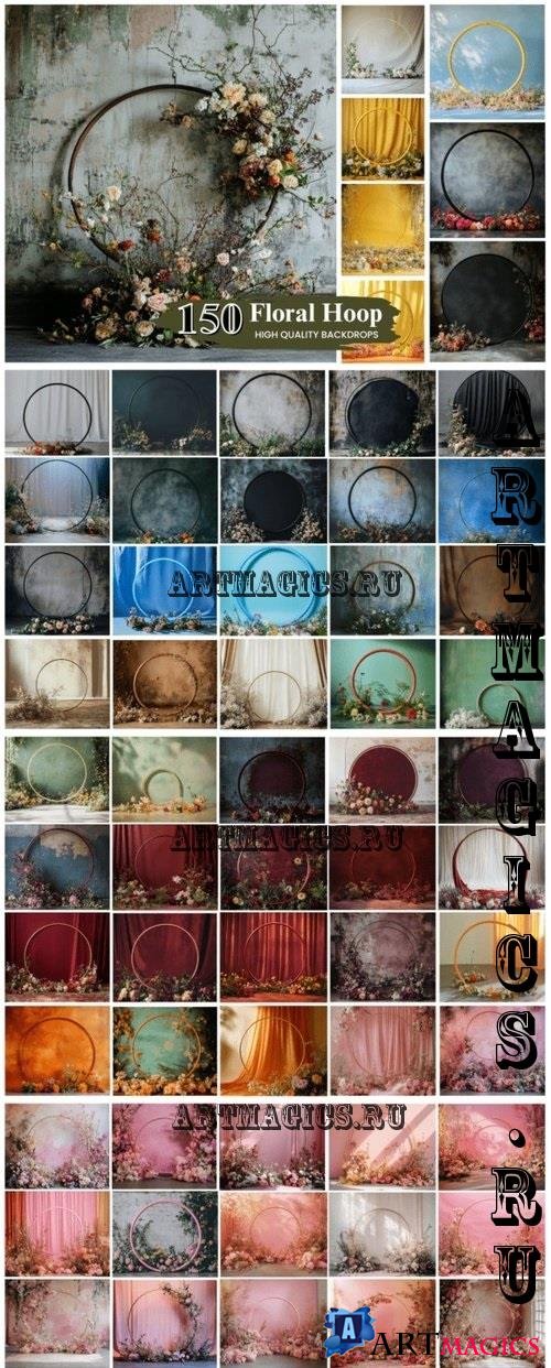 100+ Floral Hoop Digital Backdrops