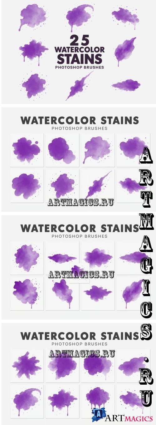 25 Watercolor Stains Brushes - PB35G83