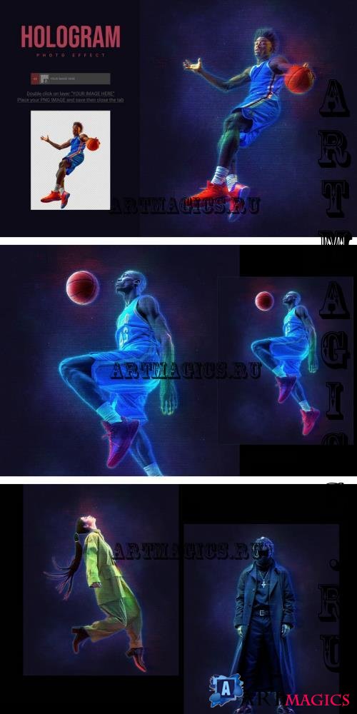 Hologram Photo Effect PSD Template - A4NZTNP