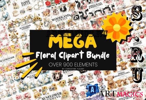 Floral Clipart Mega Bundle - 64 Premium Graphics