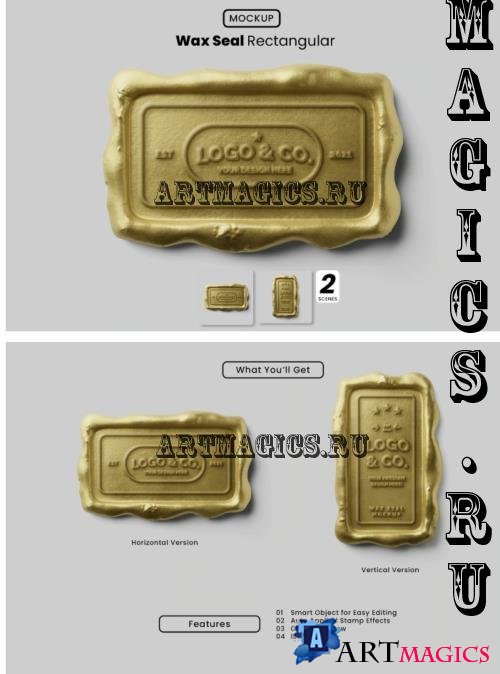 Gold Wax Seal Mockup - Rectangle Version - D679YFZ