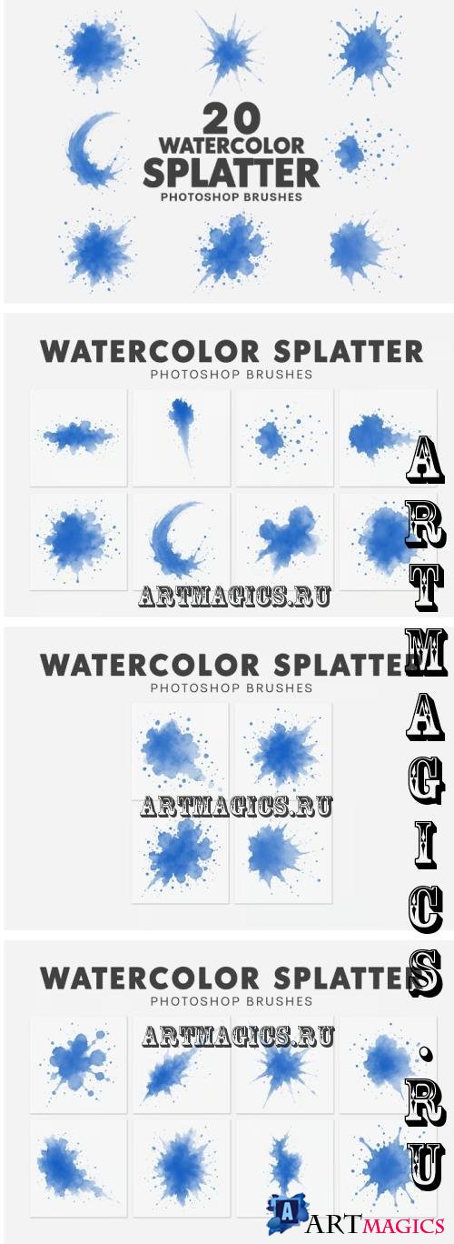 20 Watercolor Splatter Brushes - 3GHZ9WS
