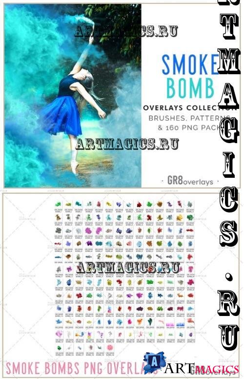 160 Smoke Bomb Overlays, PS Brushes and Patterns