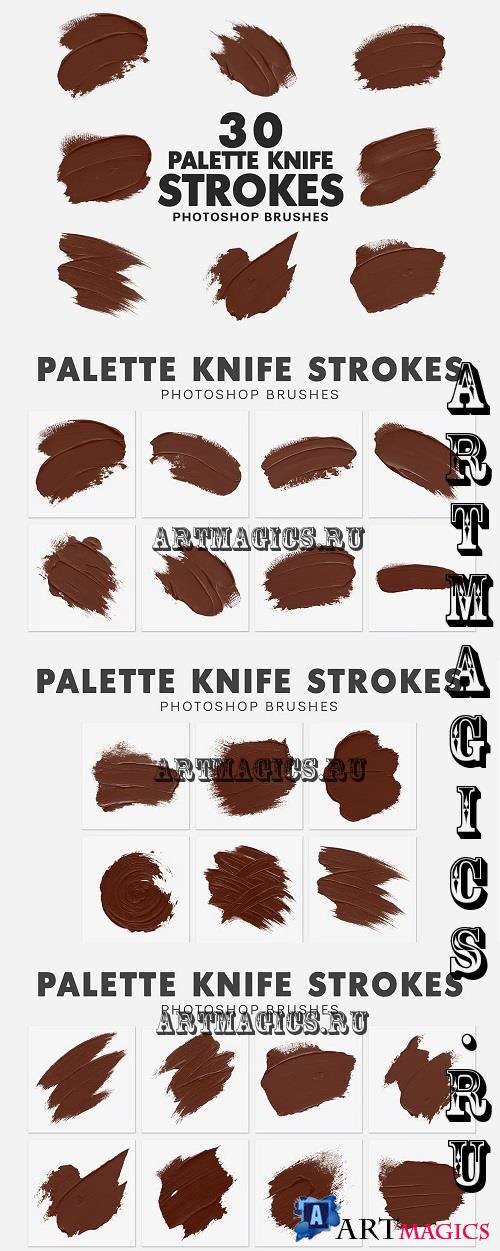 30 Palette Knife Strokes Brushes - YY6MXYP