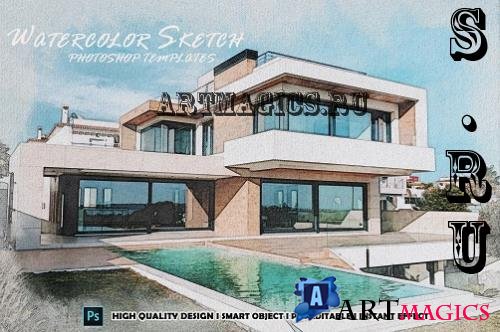 Watercolor Sketch Photoshop Templates - 5G74FCG