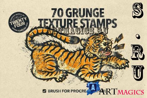 70 Grunge Stamps - Procreate Brush - VEPWR3R