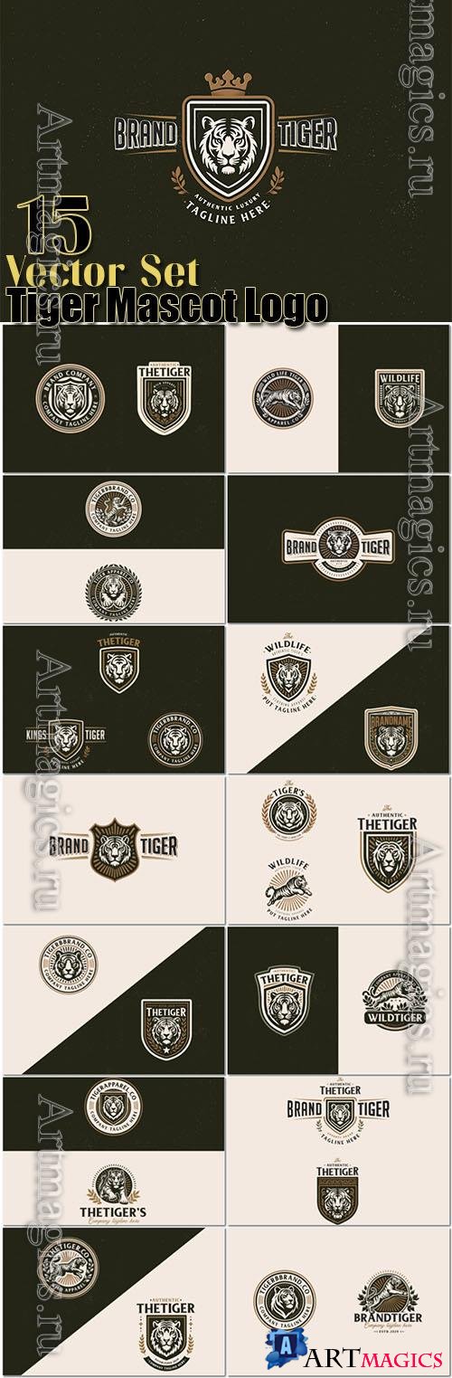Vintage classic badge wild tiger mascot logo for business company