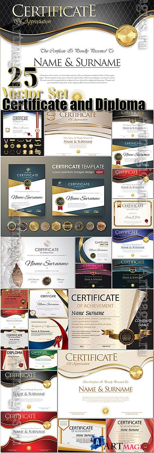 Certificate and Diploma Vector 25 Set