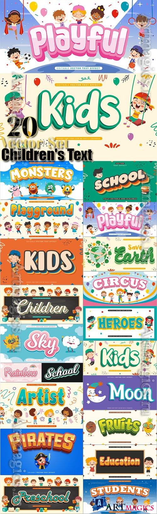 Designer Children's Text Illustrations in Vector in Set 20