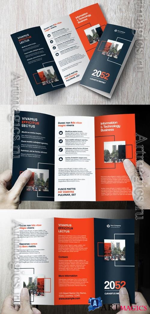 Adobestock - Brochure corporate  design template  Professional modern tri-fold leaflet with geometric layout and business theme in Red and Black_1612946557