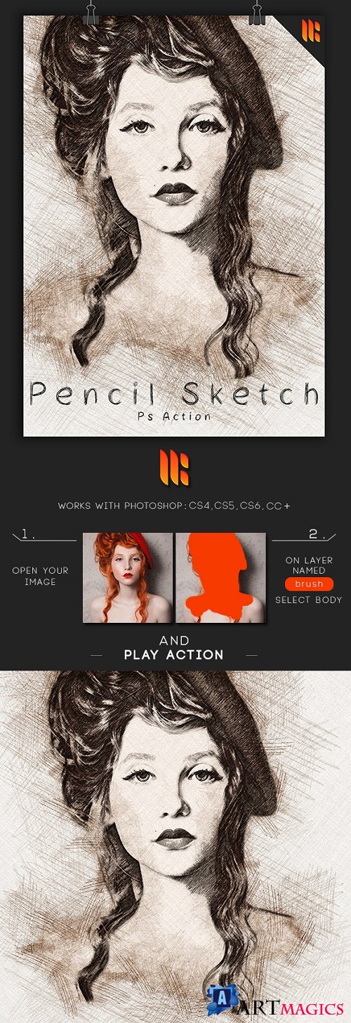 Pencil Sketch Photoshop Action 21886457
