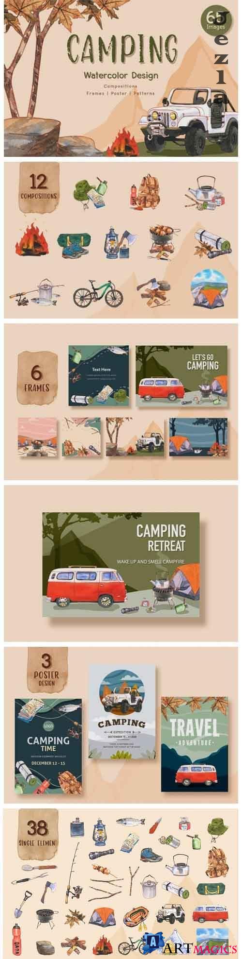 Camping Travel Watercolor - 5265190