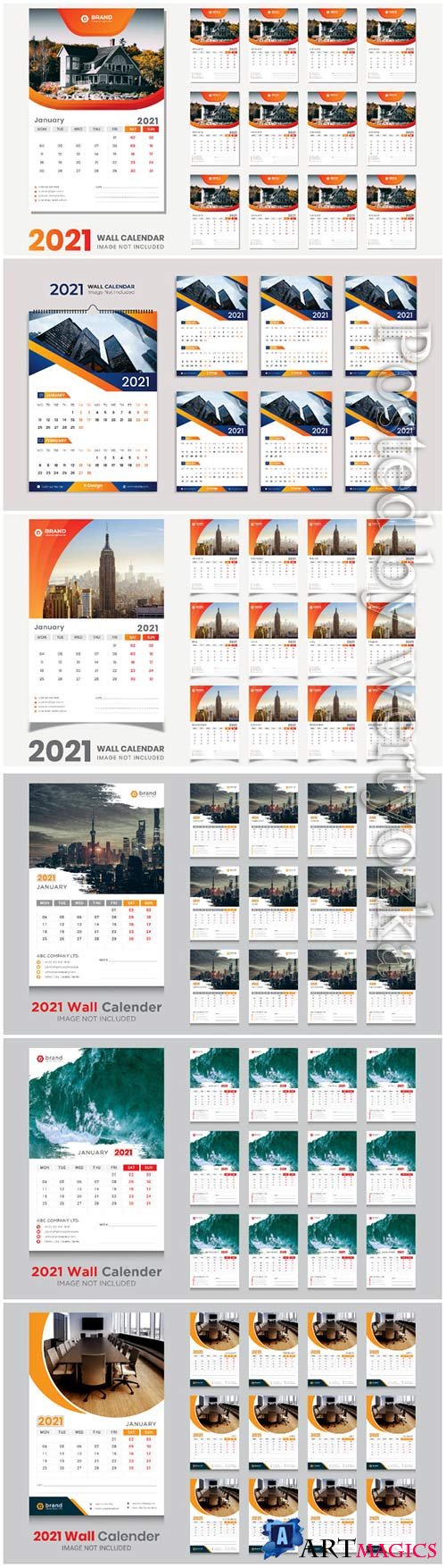 Desk calendar 2021 template design for new year vol 4