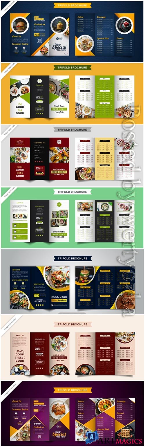 Food trifold brochure menu template