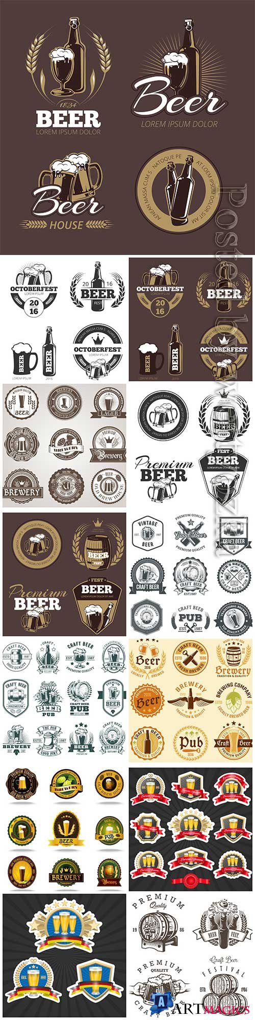 Beer label templates for beer house, brewing company, pub and bar