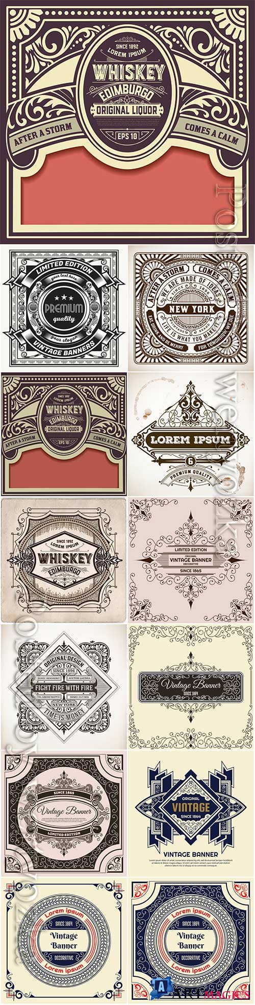 Labels in vintage style, vector elements