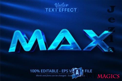 Max text, Blue Chrome Editable Text Effect