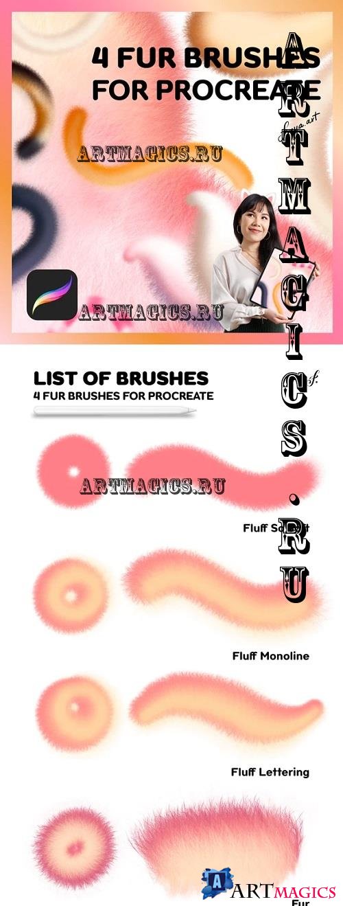 Procreate Fur Brush | 4 Fur Brushes for Procreate - 42972753
