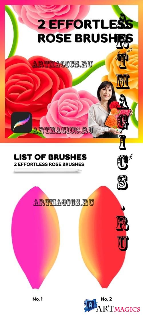 Procreate Rose | 2 Effortless Rose Brushes - 42971563