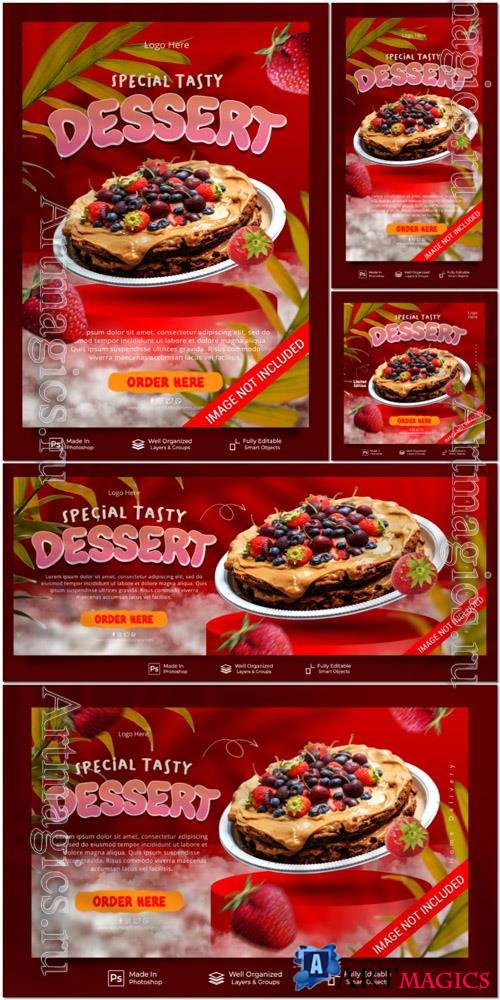 PSD special tasty dessert limited edition for promotion social media instagram post feed banner template