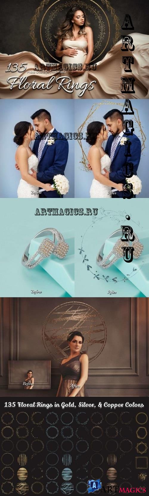 135 Floral Ring Photoshop Overlays - 16511209